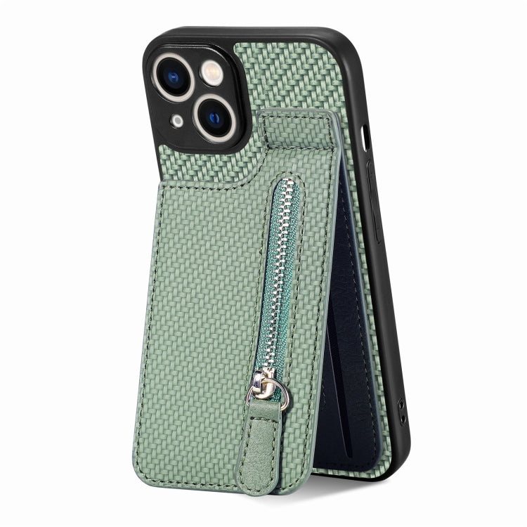 Carbon Fiber Vertical Flip Zipper Phone Case, For iPhone 14, For iPhone 14 Plus, For iPhone 14 Pro, For iPhone 14 Pro Max