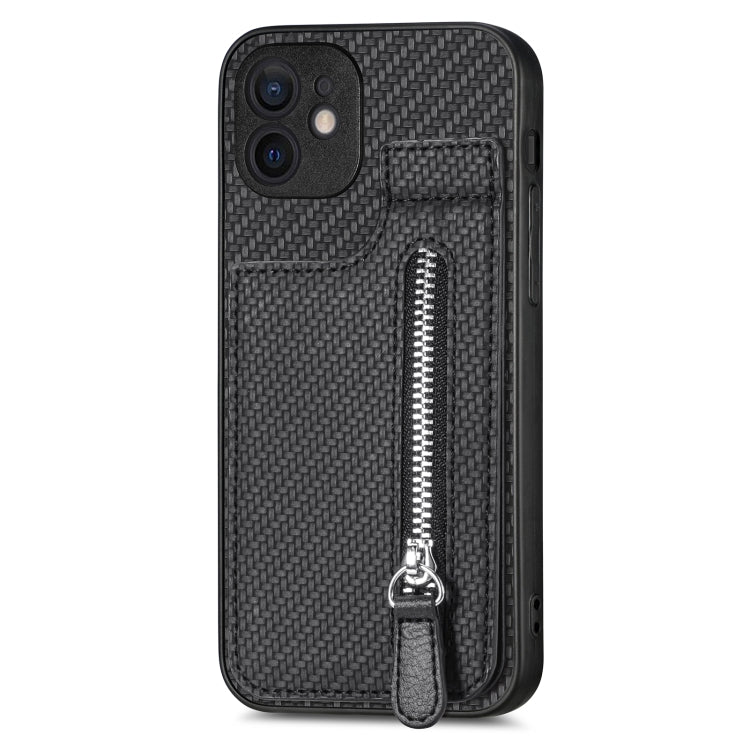 Carbon Fiber Vertical Flip Zipper Phone Case, For iPhone 12 mini, For iPhone 12, For iPhone 12 Pro, For iPhone 12 Pro Max