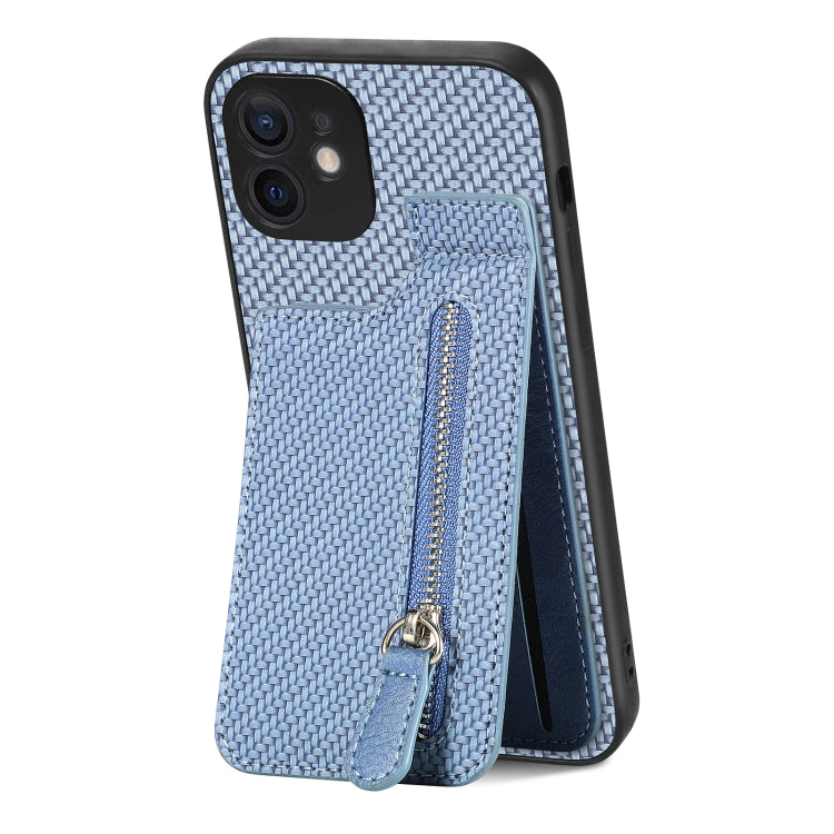 Carbon Fiber Vertical Flip Zipper Phone Case, For iPhone 12 mini, For iPhone 12, For iPhone 12 Pro, For iPhone 12 Pro Max