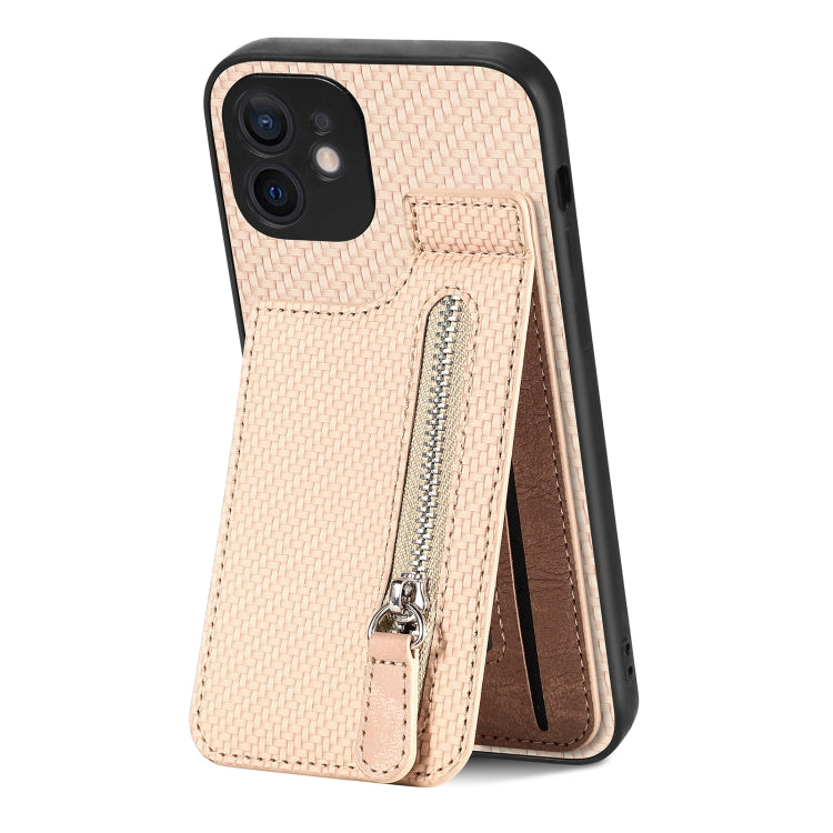 Carbon Fiber Vertical Flip Zipper Phone Case, For iPhone 12 mini, For iPhone 12, For iPhone 12 Pro, For iPhone 12 Pro Max