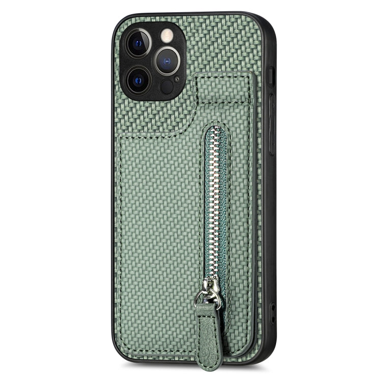 Carbon Fiber Vertical Flip Zipper Phone Case, For iPhone 12 mini, For iPhone 12, For iPhone 12 Pro, For iPhone 12 Pro Max