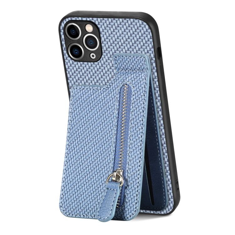 Carbon Fiber Vertical Flip Zipper Phone Case, For iPhone 11, For iPhone 11 Pro, For iPhone 11 Pro Max, For iPhone X / XS