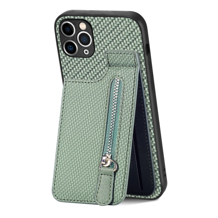 Carbon Fiber Vertical Flip Zipper Phone Case, For iPhone 11, For iPhone 11 Pro, For iPhone 11 Pro Max, For iPhone X / XS