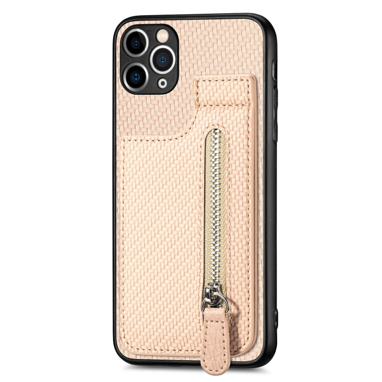 Carbon Fiber Vertical Flip Zipper Phone Case, For iPhone 11, For iPhone 11 Pro, For iPhone 11 Pro Max, For iPhone X / XS