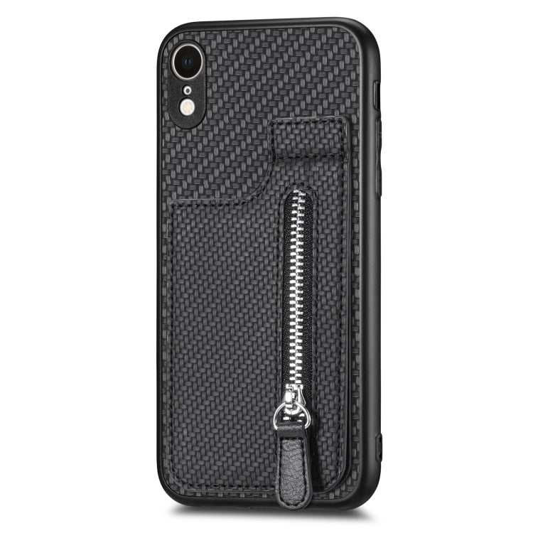 Carbon Fiber Vertical Flip Zipper Phone Case, For iPhone XR, For iPhone XS Max, For iPhone SE 2022 / 2020 / 7 / 8, For iPhone 7 Plus / 8 Plus