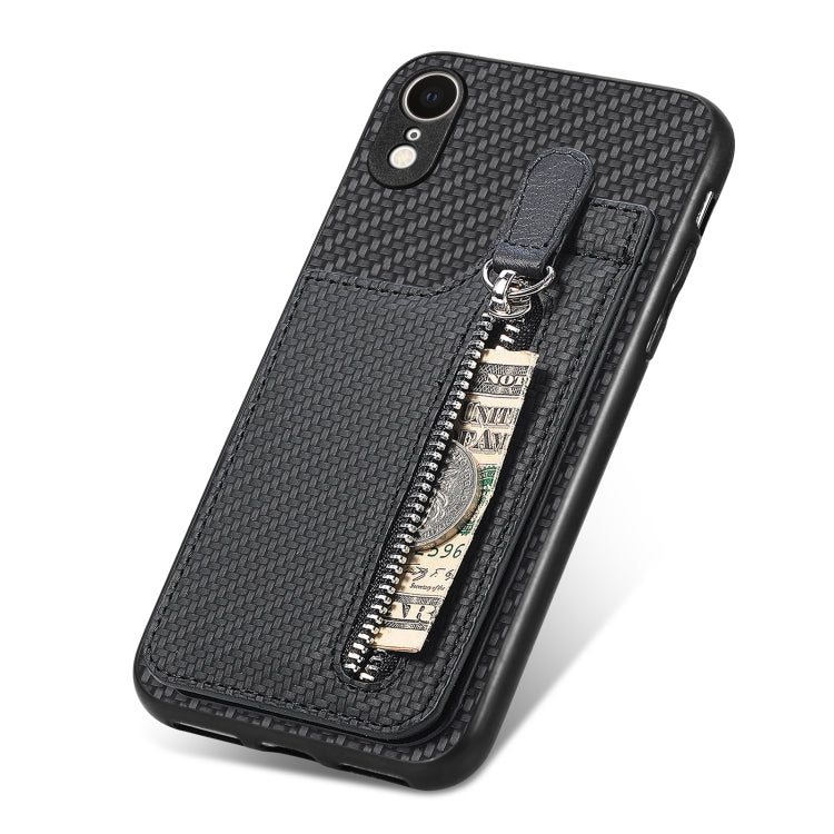 Carbon Fiber Vertical Flip Zipper Phone Case, For iPhone XR, For iPhone XS Max, For iPhone SE 2022 / 2020 / 7 / 8, For iPhone 7 Plus / 8 Plus