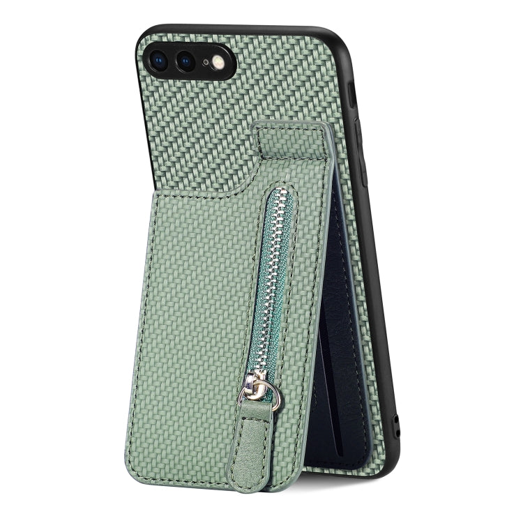 Carbon Fiber Vertical Flip Zipper Phone Case, For iPhone XR, For iPhone XS Max, For iPhone SE 2022 / 2020 / 7 / 8, For iPhone 7 Plus / 8 Plus