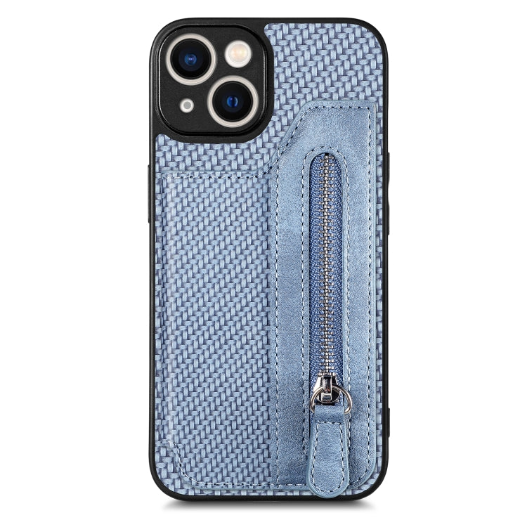 Carbon Fiber Horizontal Flip Zipper Wallet Phone Case, For iPhone 14, For iPhone 14 Pro, For iPhone 14 Plus, For iPhone 14 Pro Max