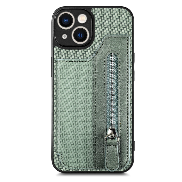 Carbon Fiber Horizontal Flip Zipper Wallet Phone Case, For iPhone 13, For iPhone 13 mini, For iPhone 13 Pro, For iPhone 13 Pro Max