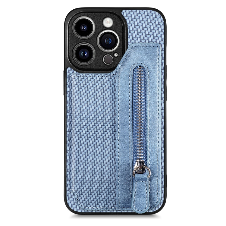 Carbon Fiber Horizontal Flip Zipper Wallet Phone Case, For iPhone 13, For iPhone 13 mini, For iPhone 13 Pro, For iPhone 13 Pro Max