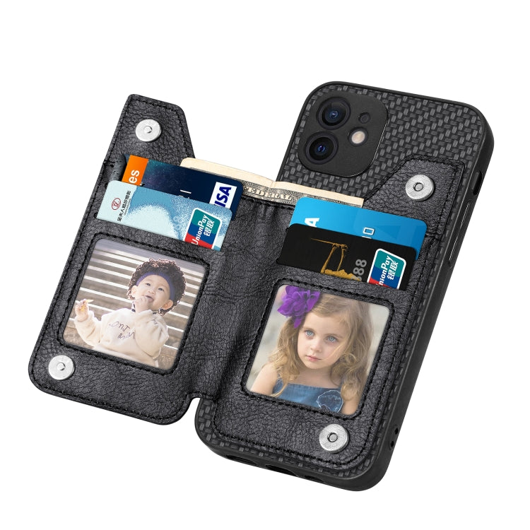 Carbon Fiber Horizontal Flip Zipper Wallet Phone Case, For iPhone 12 mini, For iPhone 12, For iPhone 12 Pro, For iPhone 12 Pro Max