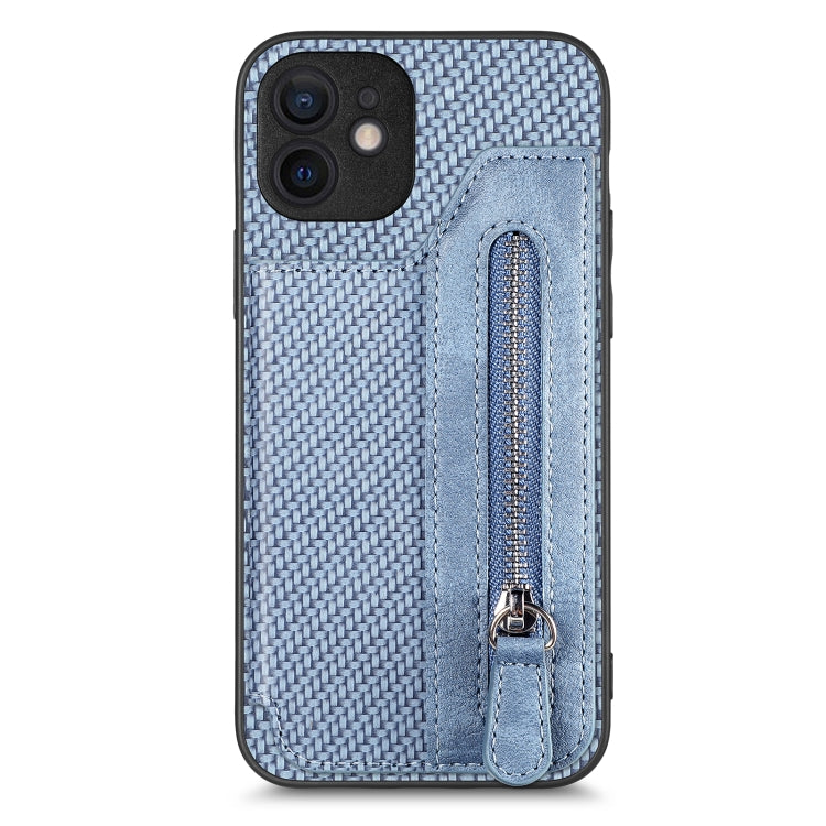 Carbon Fiber Horizontal Flip Zipper Wallet Phone Case, For iPhone 12 mini, For iPhone 12, For iPhone 12 Pro, For iPhone 12 Pro Max