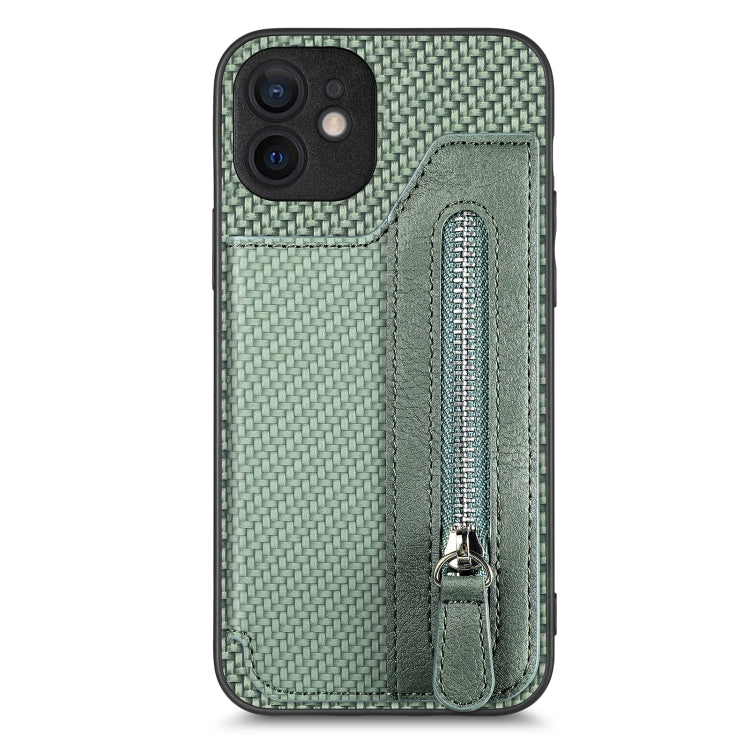 Carbon Fiber Horizontal Flip Zipper Wallet Phone Case, For iPhone 12 mini, For iPhone 12, For iPhone 12 Pro, For iPhone 12 Pro Max