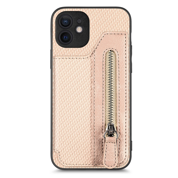 Carbon Fiber Horizontal Flip Zipper Wallet Phone Case, For iPhone 12 mini, For iPhone 12, For iPhone 12 Pro, For iPhone 12 Pro Max