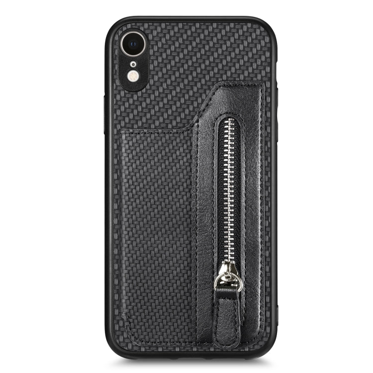 Carbon Fiber Horizontal Flip Zipper Wallet Phone Case, For iPhone XR, For iPhone XS Max, For iPhone SE 2022 / 2020 / 7 / 8, For iPhone 7 Plus / 8 Plus