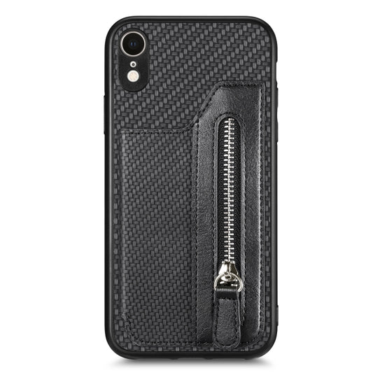 Carbon Fiber Horizontal Flip Zipper Wallet Phone Case, For iPhone XR, For iPhone XS Max, For iPhone SE 2022 / 2020 / 7 / 8, For iPhone 7 Plus / 8 Plus