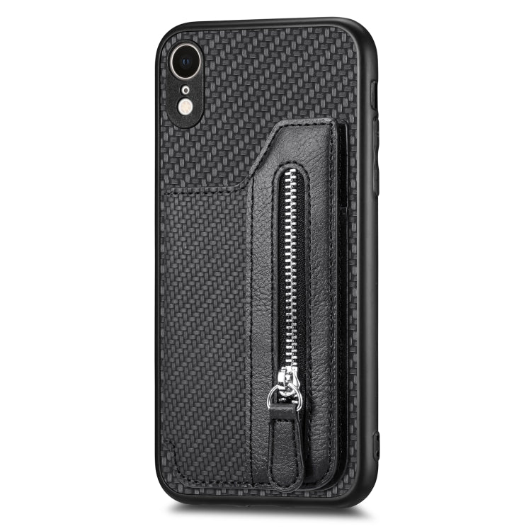 Carbon Fiber Horizontal Flip Zipper Wallet Phone Case, For iPhone XR, For iPhone XS Max, For iPhone SE 2022 / 2020 / 7 / 8, For iPhone 7 Plus / 8 Plus
