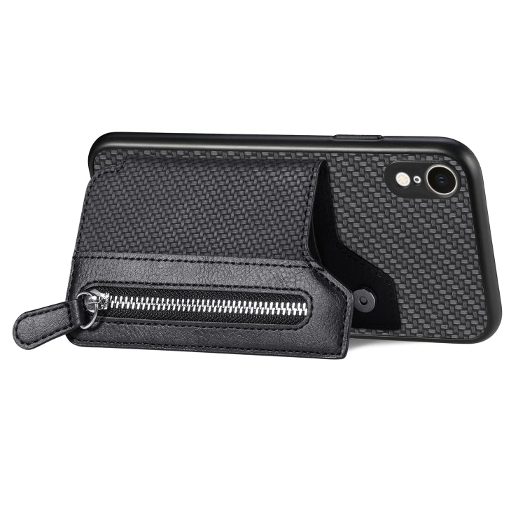 Carbon Fiber Horizontal Flip Zipper Wallet Phone Case, For iPhone XR, For iPhone XS Max, For iPhone SE 2022 / 2020 / 7 / 8, For iPhone 7 Plus / 8 Plus