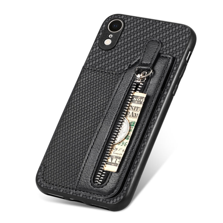 Carbon Fiber Horizontal Flip Zipper Wallet Phone Case, For iPhone XR, For iPhone XS Max, For iPhone SE 2022 / 2020 / 7 / 8, For iPhone 7 Plus / 8 Plus