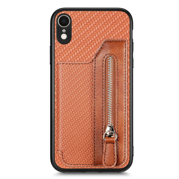 Carbon Fiber Horizontal Flip Zipper Wallet Phone Case, For iPhone XR, For iPhone XS Max, For iPhone SE 2022 / 2020 / 7 / 8, For iPhone 7 Plus / 8 Plus