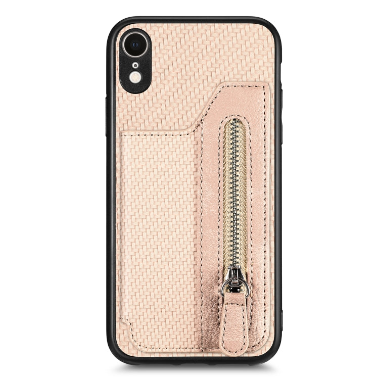 Carbon Fiber Horizontal Flip Zipper Wallet Phone Case, For iPhone XR, For iPhone XS Max, For iPhone SE 2022 / 2020 / 7 / 8, For iPhone 7 Plus / 8 Plus