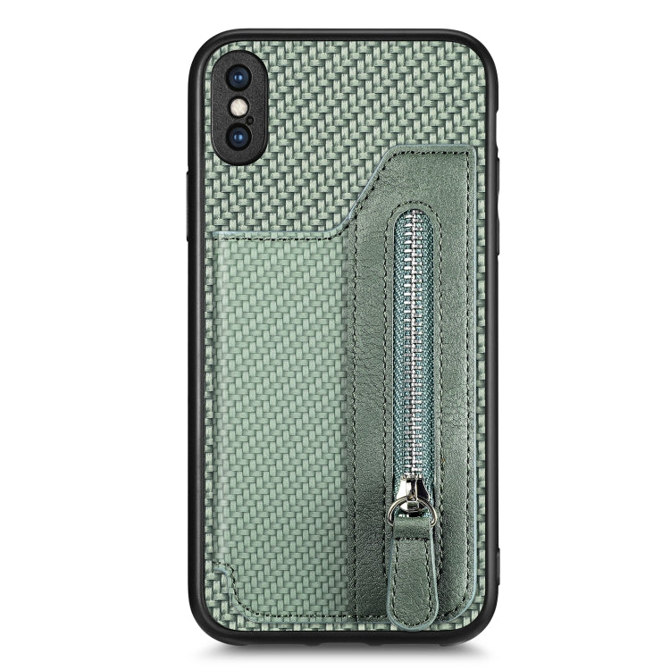 Carbon Fiber Horizontal Flip Zipper Wallet Phone Case, For iPhone XR, For iPhone XS Max, For iPhone SE 2022 / 2020 / 7 / 8, For iPhone 7 Plus / 8 Plus