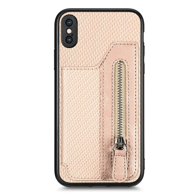 Carbon Fiber Horizontal Flip Zipper Wallet Phone Case, For iPhone XR, For iPhone XS Max, For iPhone SE 2022 / 2020 / 7 / 8, For iPhone 7 Plus / 8 Plus
