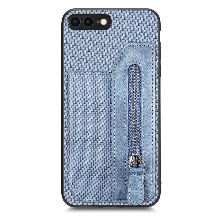 Carbon Fiber Horizontal Flip Zipper Wallet Phone Case, For iPhone XR, For iPhone XS Max, For iPhone SE 2022 / 2020 / 7 / 8, For iPhone 7 Plus / 8 Plus