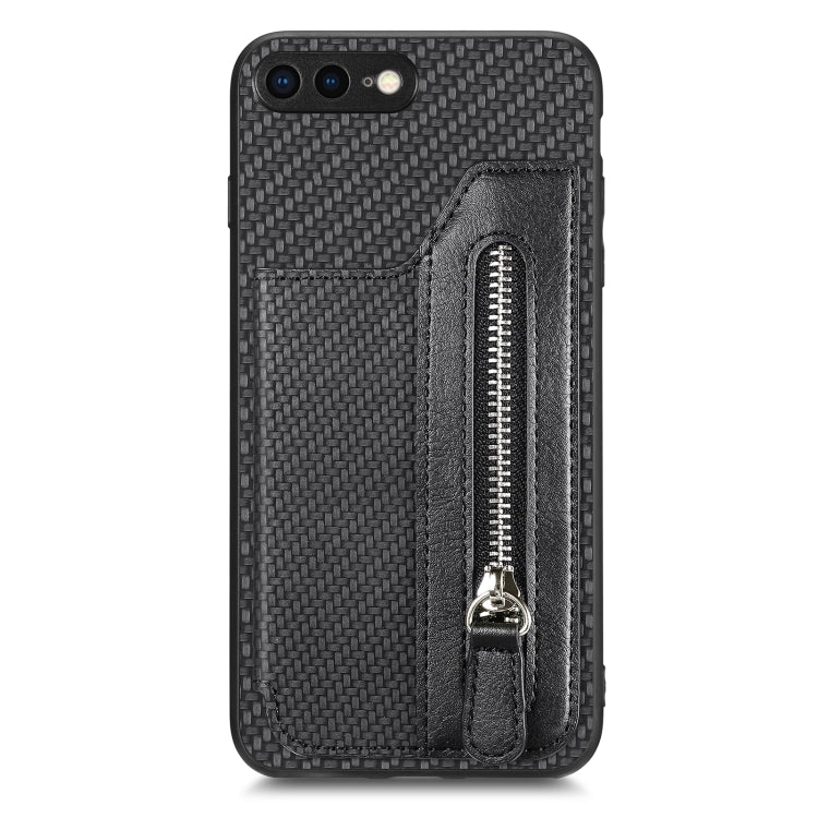 Carbon Fiber Horizontal Flip Zipper Wallet Phone Case, For iPhone XR, For iPhone XS Max, For iPhone SE 2022 / 2020 / 7 / 8, For iPhone 7 Plus / 8 Plus