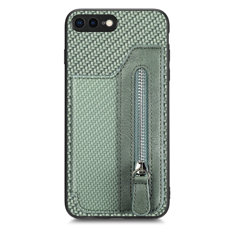Carbon Fiber Horizontal Flip Zipper Wallet Phone Case, For iPhone XR, For iPhone XS Max, For iPhone SE 2022 / 2020 / 7 / 8, For iPhone 7 Plus / 8 Plus