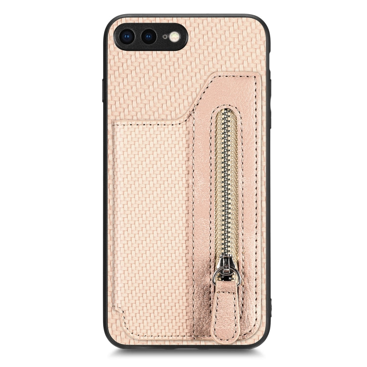 Carbon Fiber Horizontal Flip Zipper Wallet Phone Case, For iPhone XR, For iPhone XS Max, For iPhone SE 2022 / 2020 / 7 / 8, For iPhone 7 Plus / 8 Plus