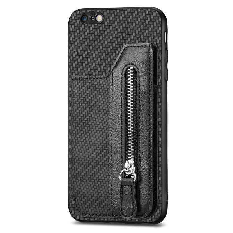 Carbon Fiber Horizontal Flip Zipper Wallet Phone Case