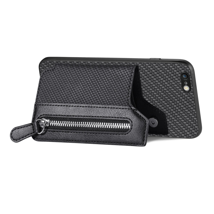 Carbon Fiber Horizontal Flip Zipper Wallet Phone Case