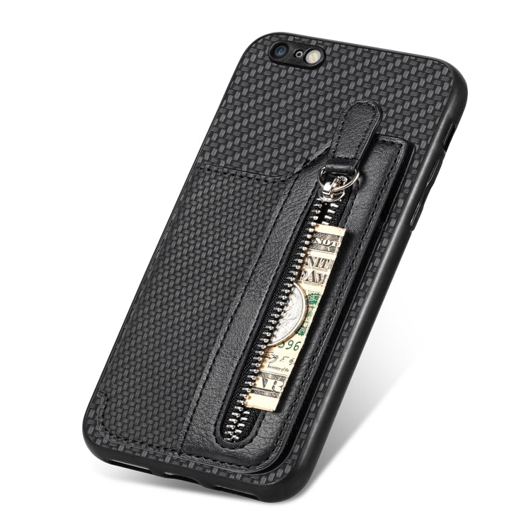 Carbon Fiber Horizontal Flip Zipper Wallet Phone Case