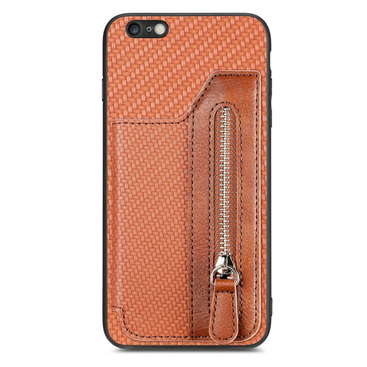 Carbon Fiber Horizontal Flip Zipper Wallet Phone Case