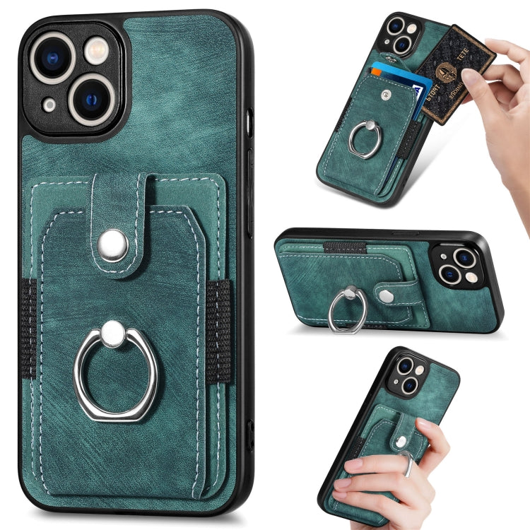 Retro Skin-feel Ring Card Wallet Phone Case, For iPhone 12 mini, For iPhone 12, For iPhone 12 Pro, For iPhone 12 Pro Max