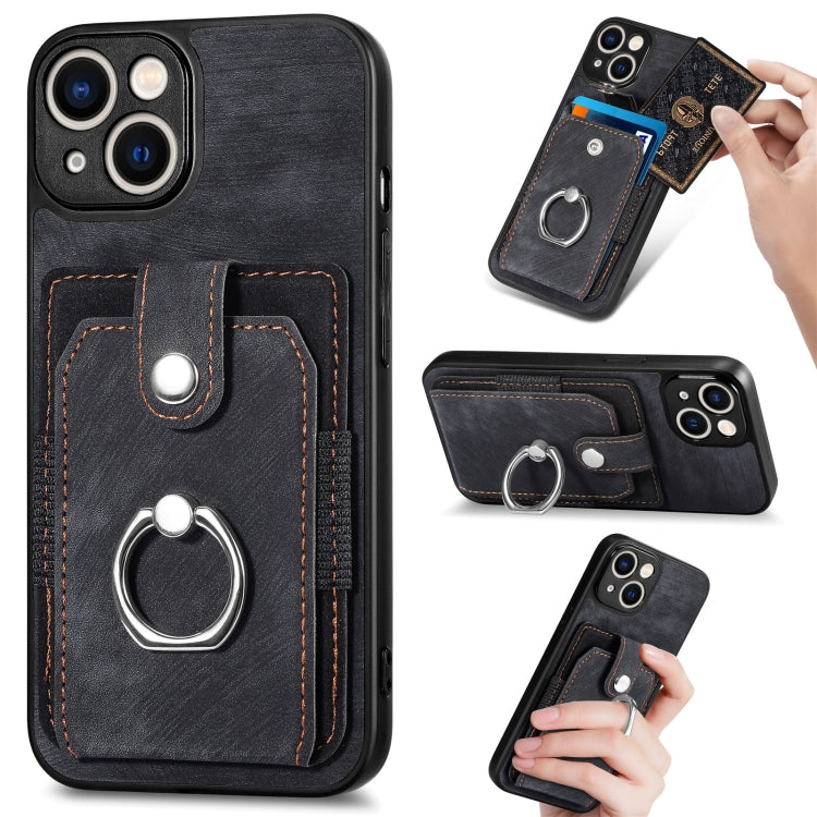 Retro Skin-feel Ring Card Wallet Phone Case, For iPhone 12 mini, For iPhone 12, For iPhone 12 Pro, For iPhone 12 Pro Max