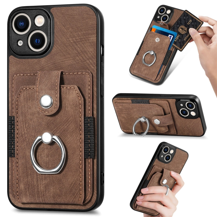 Retro Skin-feel Ring Card Wallet Phone Case, For iPhone 12 mini, For iPhone 12, For iPhone 12 Pro, For iPhone 12 Pro Max