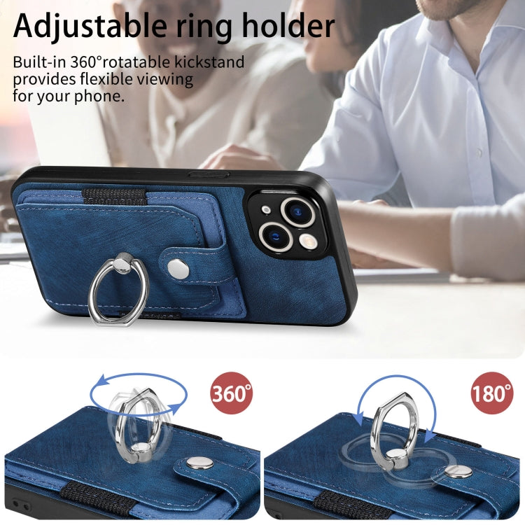 Retro Skin-feel Ring Card Wallet Phone Case, For iPhone XS Max, For iPhone XR, For iPhone SE 2022 / 2020 / 7 / 8, For iPhone 7 Plus / 8 Plus