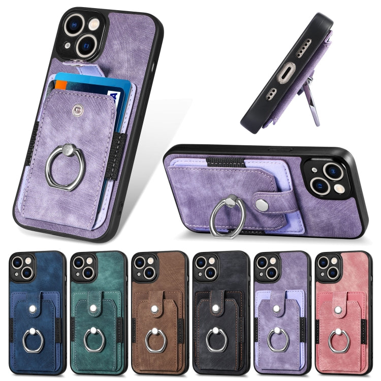 Retro Skin-feel Ring Card Wallet Phone Case, For iPhone XS Max, For iPhone XR, For iPhone SE 2022 / 2020 / 7 / 8, For iPhone 7 Plus / 8 Plus