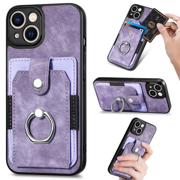 Retro Skin-feel Ring Card Wallet Phone Case, For iPhone XS Max, For iPhone XR, For iPhone SE 2022 / 2020 / 7 / 8, For iPhone 7 Plus / 8 Plus
