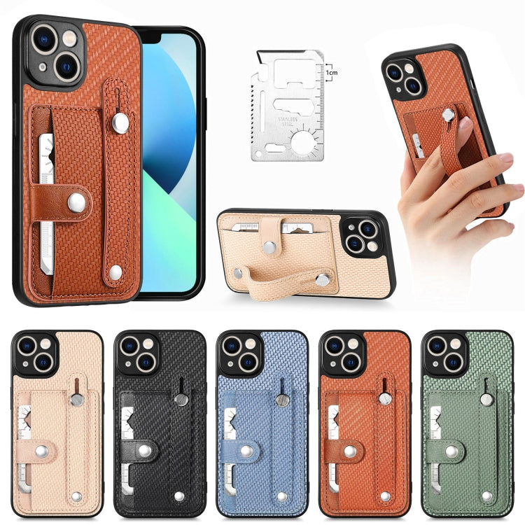 Wristband Kickstand Card Wallet Back Cover Phone Case with Tool Knife, For iPhone 13, For iPhone 13 Pro, For iPhone 13 mini, For iPhone 13 Pro Max