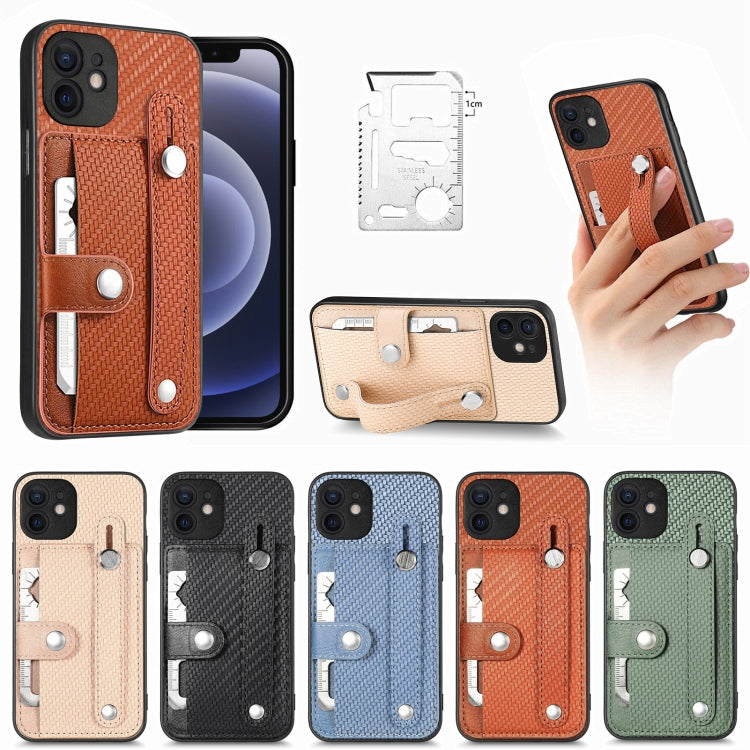 Wristband Kickstand Card Wallet Back Cover Phone Case with Tool Knife, For iPhone 12 mini, For iPhone 12, For iPhone 12 Pro, For iPhone 12 Pro Max
