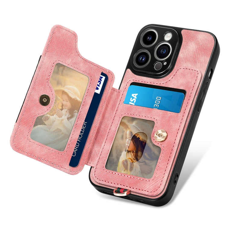 Retro Skin-feel Ring Multi-card Wallet Phone Case, For iPhone 14, For iPhone 14 Pro, For iPhone 14 Plus, For iPhone 14 Pro Max