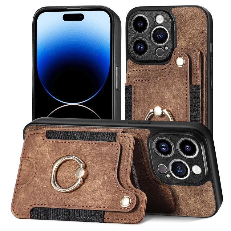 Retro Skin-feel Ring Multi-card Wallet Phone Case, For iPhone 13, For iPhone 13 Pro, For iPhone 13 Pro Max, For iPhone 13 mini