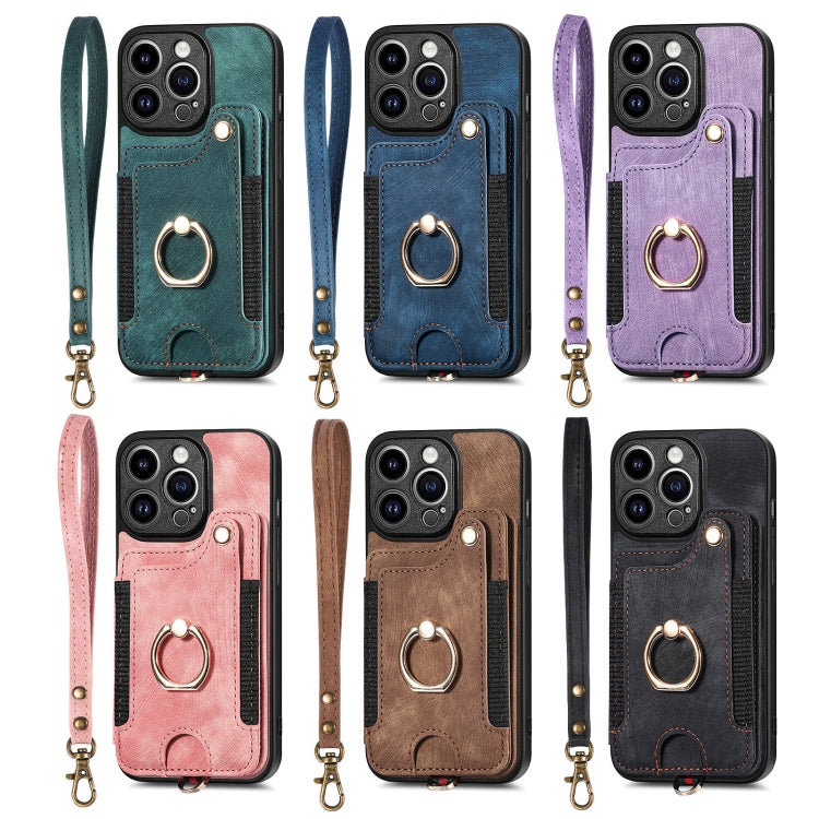 Retro Skin-feel Ring Multi-card Wallet Phone Case, For iPhone 11, For iPhone 11 Pro, For iPhone 11 Pro Max, For iPhone X / XS