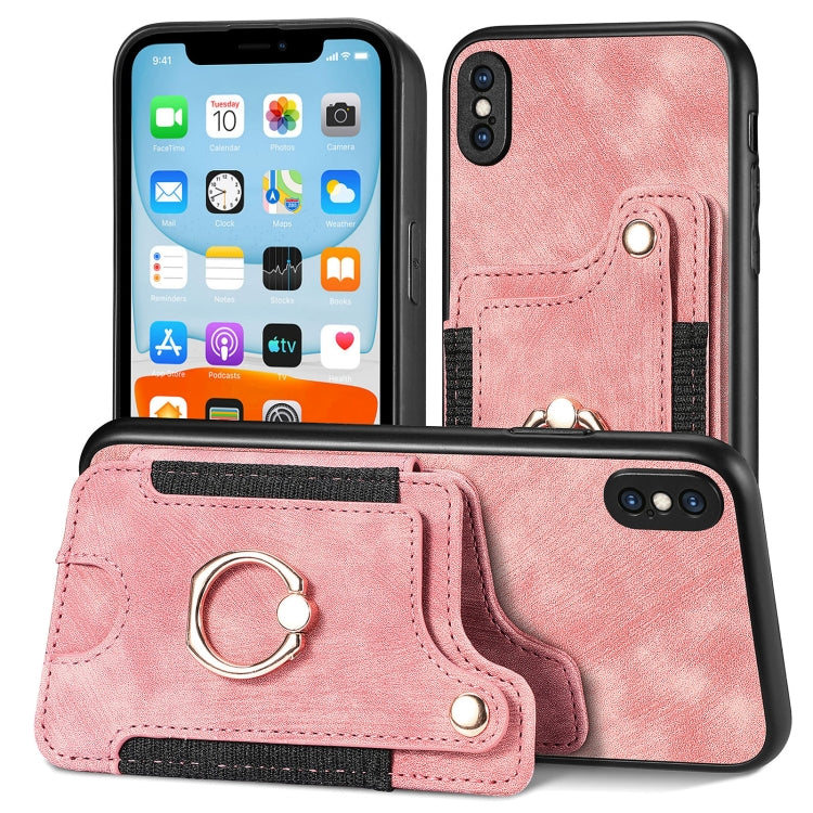 Retro Skin-feel Ring Multi-card Wallet Phone Case, For iPhone 11, For iPhone 11 Pro, For iPhone 11 Pro Max, For iPhone X / XS