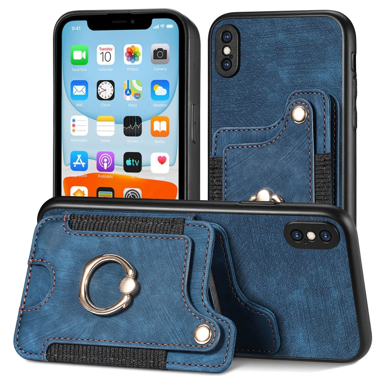 Retro Skin-feel Ring Multi-card Wallet Phone Case, For iPhone 11, For iPhone 11 Pro, For iPhone 11 Pro Max, For iPhone X / XS