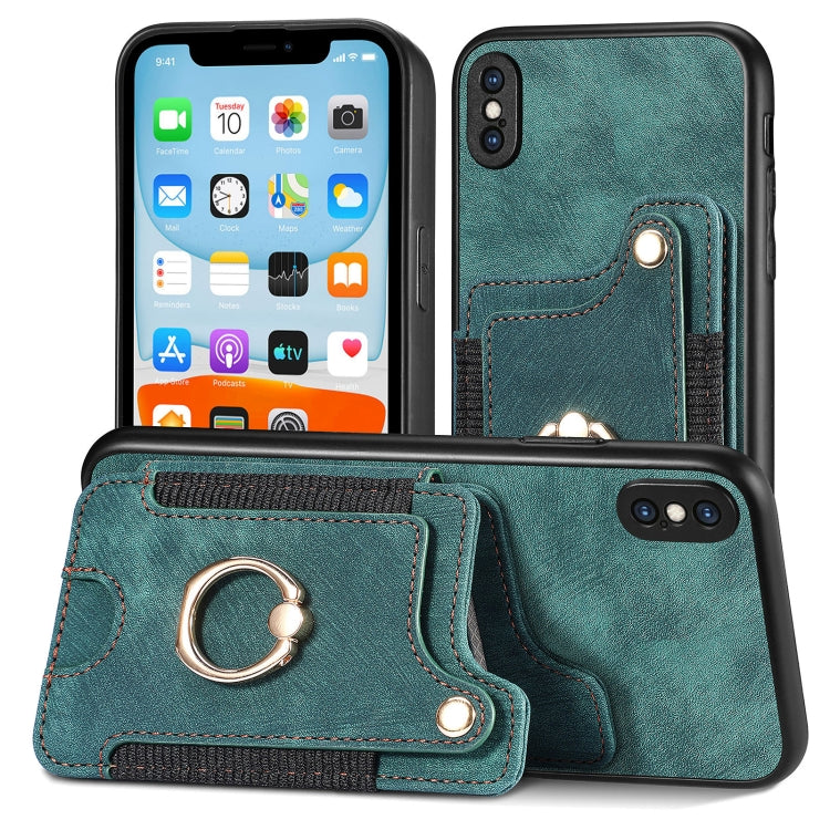 Retro Skin-feel Ring Multi-card Wallet Phone Case, For iPhone 11, For iPhone 11 Pro, For iPhone 11 Pro Max, For iPhone X / XS