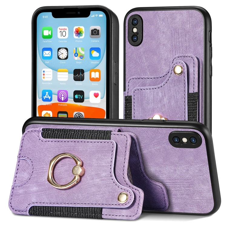 Retro Skin-feel Ring Multi-card Wallet Phone Case, For iPhone 11, For iPhone 11 Pro, For iPhone 11 Pro Max, For iPhone X / XS